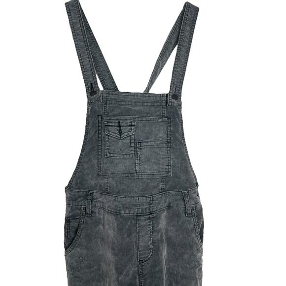 Free People Through The Woods Distressed Corduroy Overalls Gray Womens 26 - Picture 4 of 10